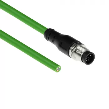 ACT Industrial 3,00 Meter Sensorkabel M12A 8-polig Stecker auf offenes Ende, Ultraflex TPE-Kabel, geschirmt