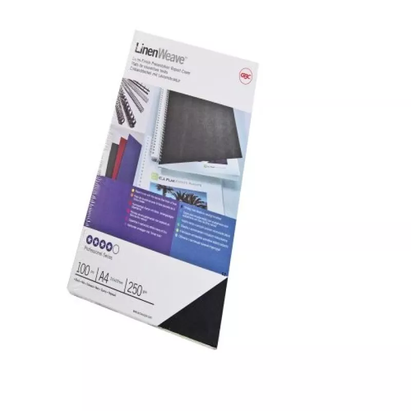 GBC LinenWeave CE050010 Einbanddeckel, A4 (210 x 297 mm), 250 g/m², 100 Stk., schwarz