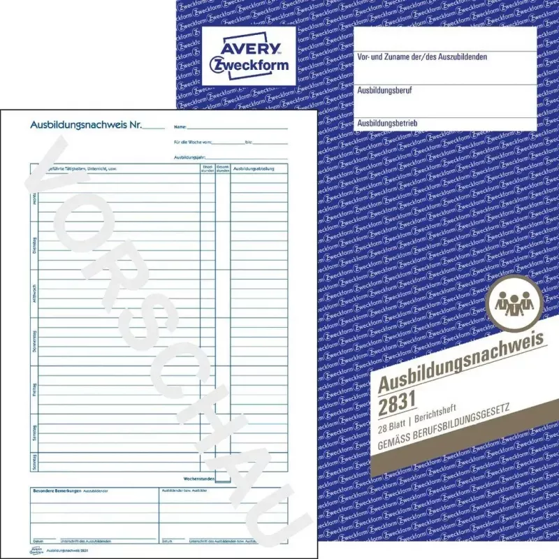 Avery Zweckform 2831 Ausbildungsnachweisheft, A4, 28 Blatt