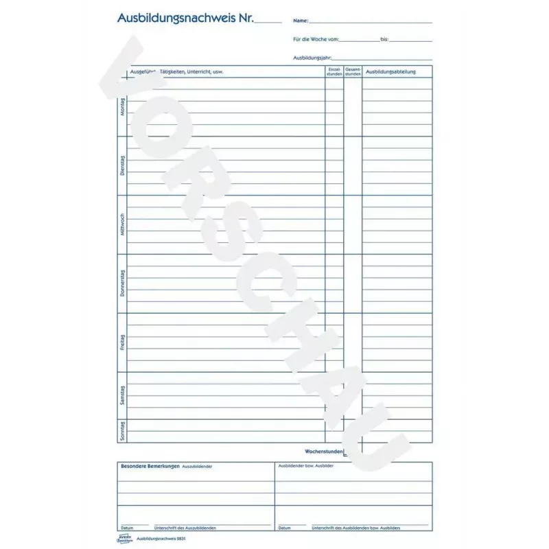 Avery Zweckform 2831 Ausbildungsnachweisheft, A4, 28 Blatt