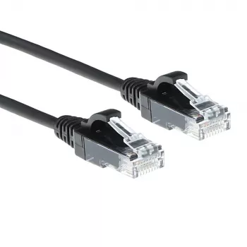 ACT Schwarz 2 Meter LSZH U/UTP CAT6 Rechenzentrum Slimline Patchkabel rastnasenfrei mit RJ45 Steckern