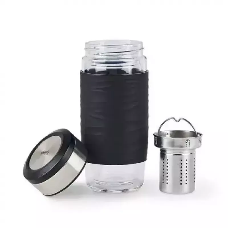 EMSA N20803 Teebecher, 420 ml, Schwarz, mit Siebeinsatz