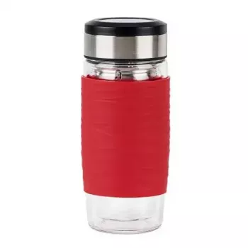 Emsa TEA MUG Isolierbecher mit 2-in-1-Siebeinsatz, 420 ml, Rot