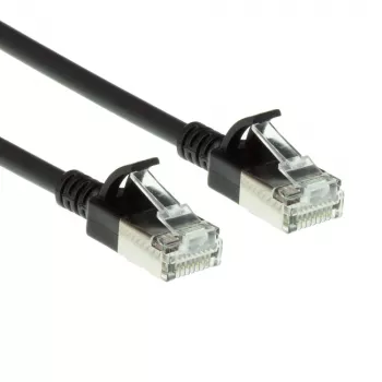 ACT Schwarz 0,15 Meter LSZH U/FTP CAT6A Rechenzentrums-Slimline-Patchkabel rastnasenfrei mit RJ45-Steckern