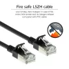 ACT Schwarz 0,15 Meter LSZH U/FTP CAT6A Rechenzentrums-Slimline-Patchkabel rastnasenfrei mit RJ45-Steckern