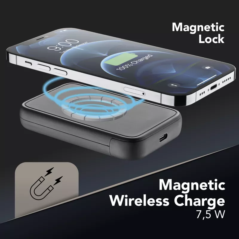 Cellularline Wireless Power Bank MAG 5000 Tragbarer Ladegerät kompatibel mit dem MagSafe-System