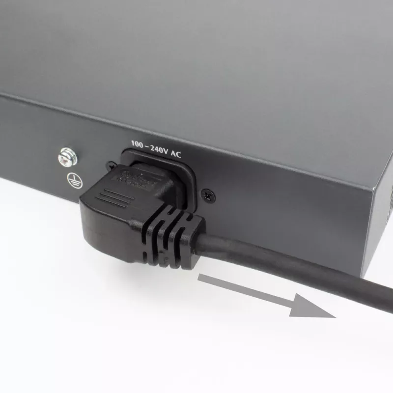 ACT Netzkabel CEE 7/7 Stecker (gewinkelt) - C15 (gewinkelt rechts) IEC60320 schwarz 1,5 m