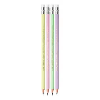 BIC Evolution Pastel HB-Bleistifte mit Radiergummi, 10 Stück, Pink/Purple/Green/Yellow