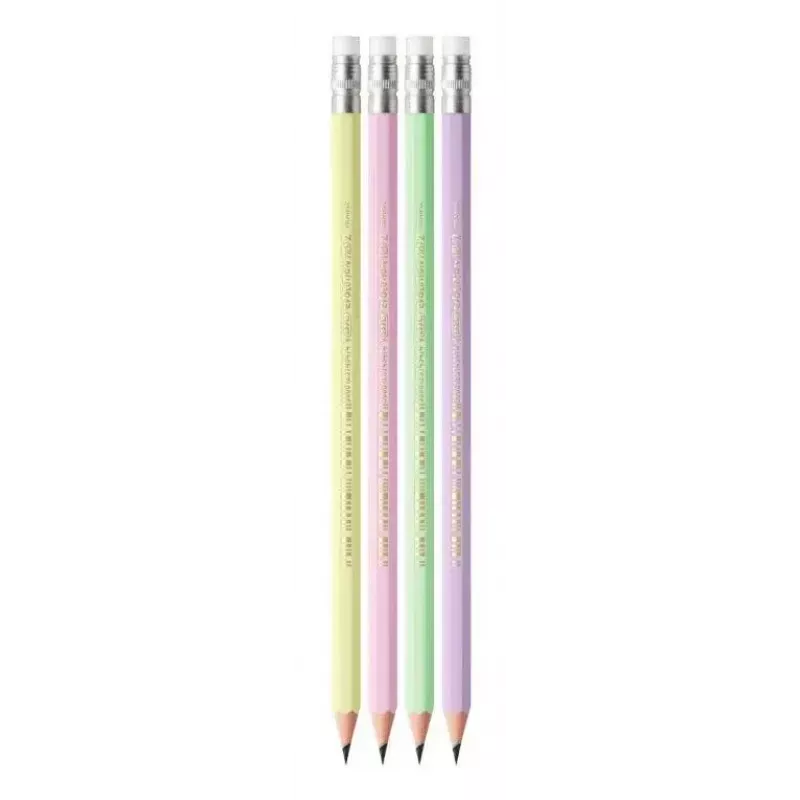 BIC Evolution Pastel HB-Bleistifte mit Radiergummi, 10 Stück, Pink/Purple/Green/Yellow