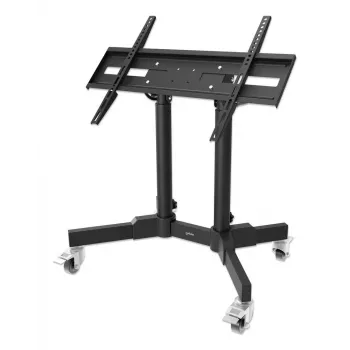 Manhattan flacher Trolley-Montageständer für TV & Monitore, Für Bildschirme von 37 Zoll bis 65 Zoll, VESA-Kompatibilität: alle zwischen 200x200 bis 600x400 mm - überprüfen Sie die Abmessungen der vier Befestigungslöcher auf der Rückseite des Bildschirms, um sicherzustellen, dass es passt, Max. 40 kg, 45° Neigung (werkzeuglos), Halterung