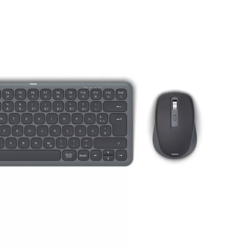 Hama WKM-500 Multi-Device kabelloses Tastatur-Maus-Set, klein, QWERTZ Deutsch, schwarz