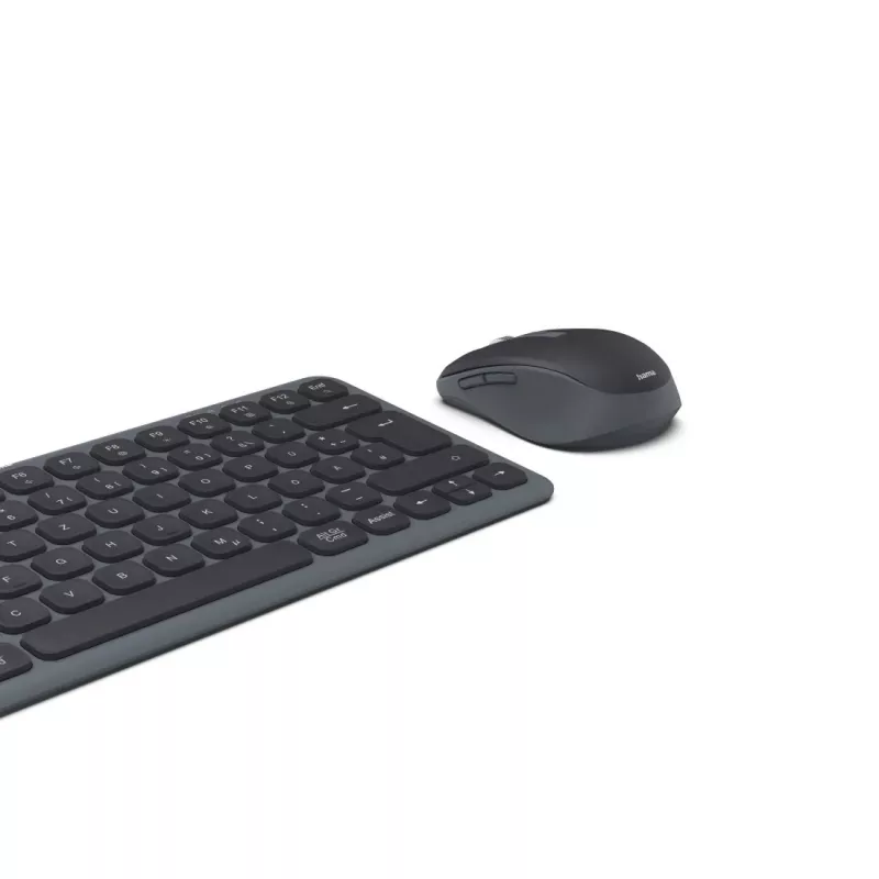 Hama WKM-500 Multi-Device kabelloses Tastatur-Maus-Set, klein, QWERTZ Deutsch, schwarz