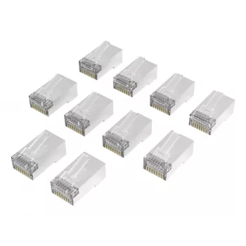 Hama 00300028 RJ45-Netzwerkstecker Cat6a STP, Silber/Transparent, 10er-Pack