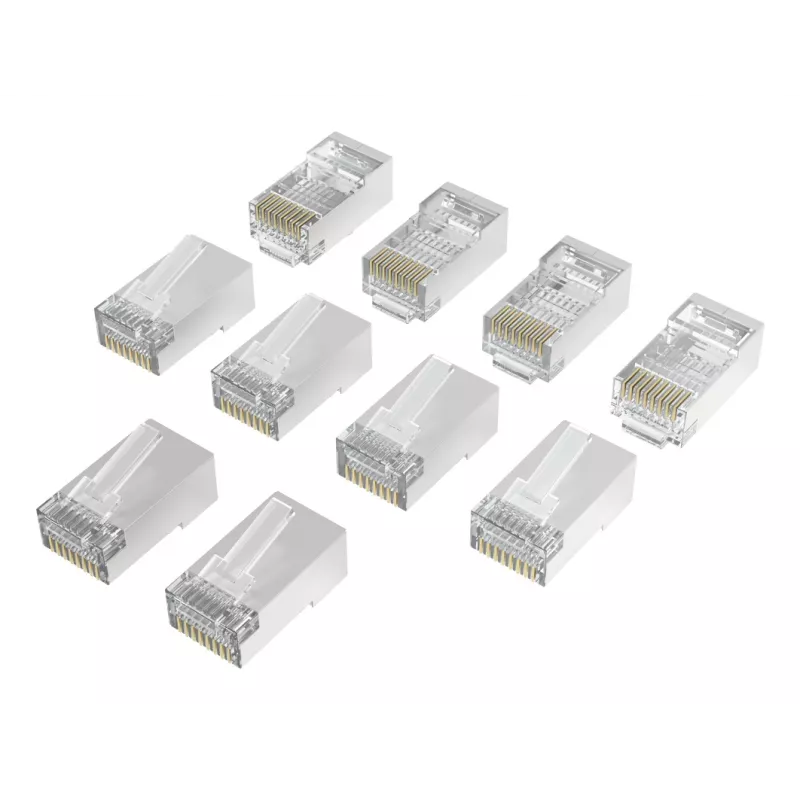 Hama 00300028 RJ45-Netzwerkstecker Cat6a STP, Silber/Transparent, 10er-Pack