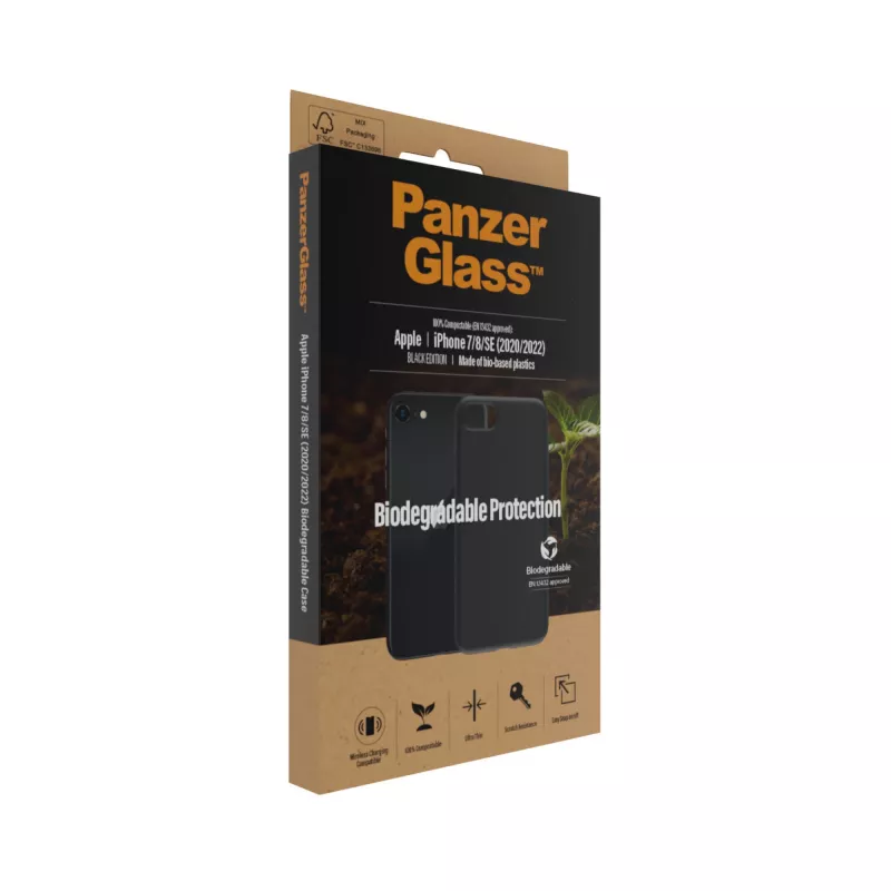 Cover PanzerGlass Biodegradable Hülle iPhone 6 6s SE 2020 2022 7 8 Schwarz