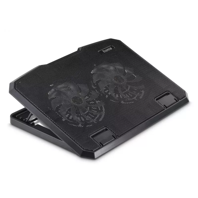 Hama 00126806 Black Metal Laptop-Kühler, neigbar, leise, 2 Lüfter, bis 40 cm (15,6 Zoll), Schwarz