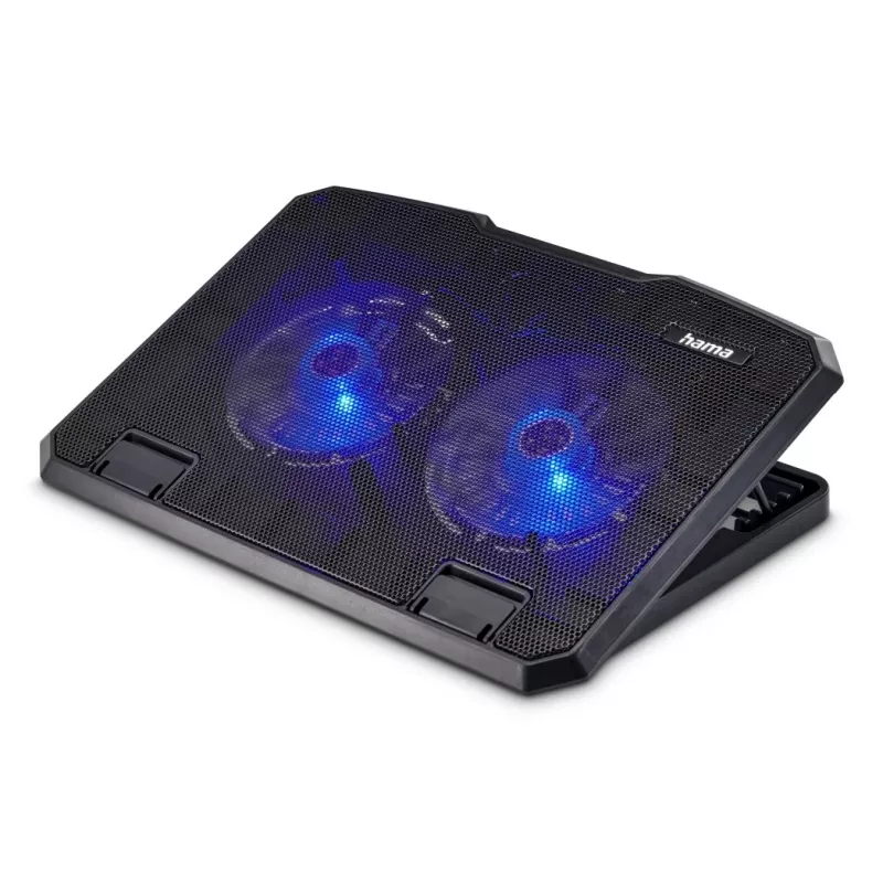 Hama 00126806 Black Metal Laptop-Kühler, neigbar, leise, 2 Lüfter, bis 40 cm (15,6 Zoll), Schwarz