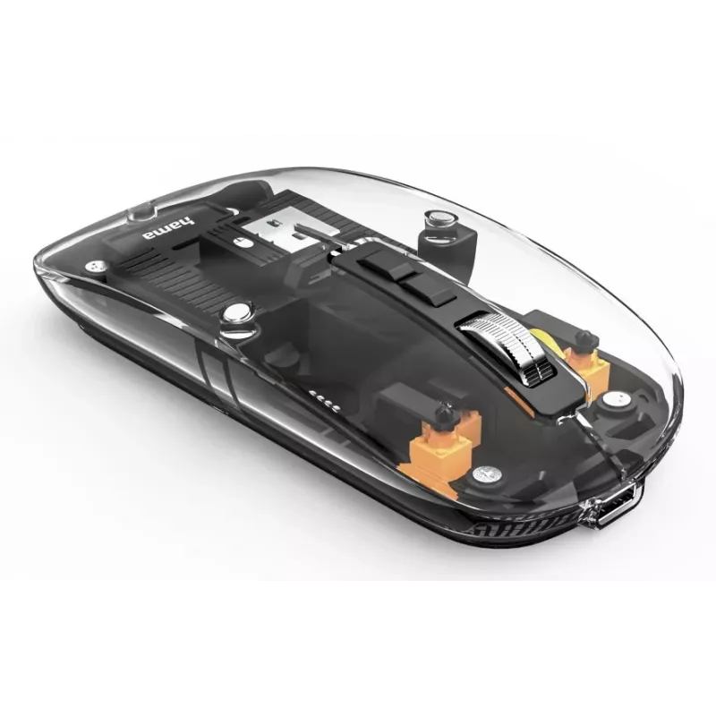 Hama WM-600 Multi-Device-Maus, kabellos, Funk + Bluetooth, flach, 6 Tasten, transparent