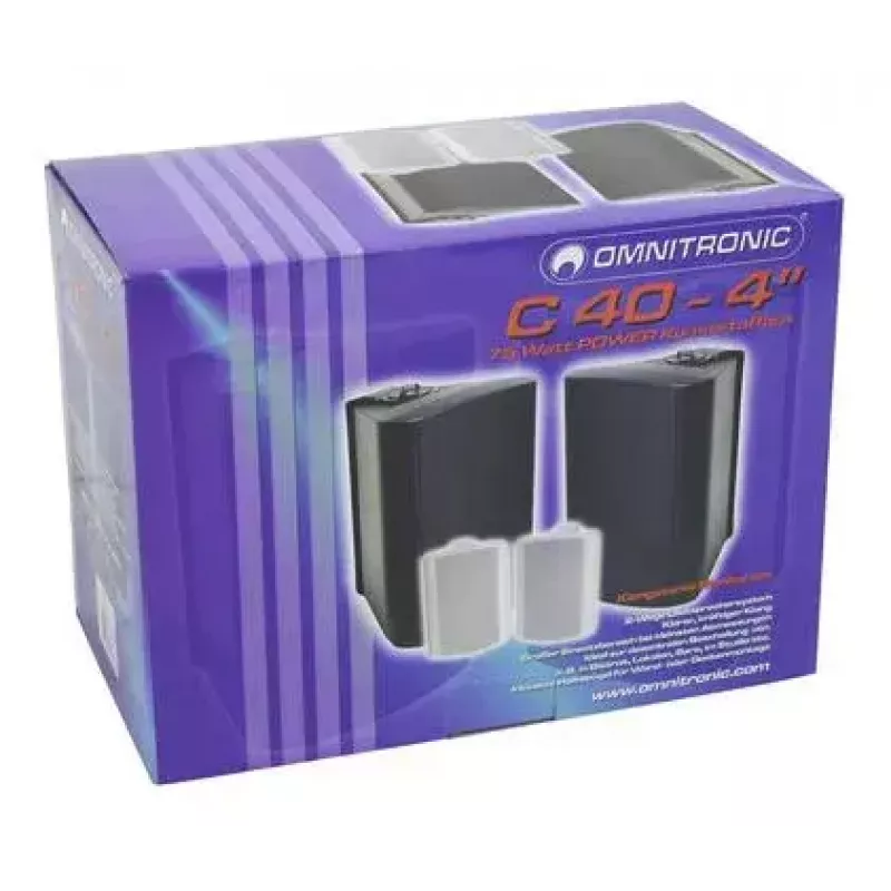 Omnitronic C-40 2-Wege-Lautsprecher, wandmontierbar, 50-20000 Hz, kabelgebunden, ABS, schwarz
