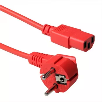 ACT Netzkabel Netzstecker CEE 7/7 Stecker (gewinkelt) - C13 rot 1,2 m