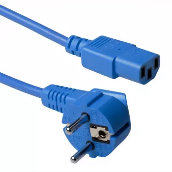 ACT Netzkabel Netzstecker CEE 7/7 Stecker (gewinkelt) - C13 blau 0,6 m