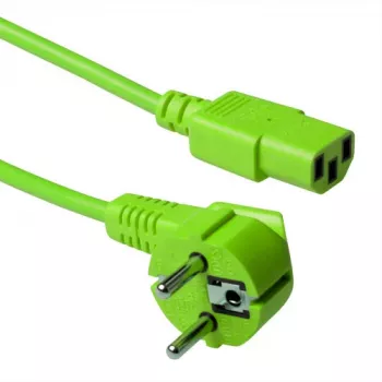 ACT Netzkabel Netzstecker CEE 7/7 Stecker (gewinkelt) - C13 grün 0,6 m