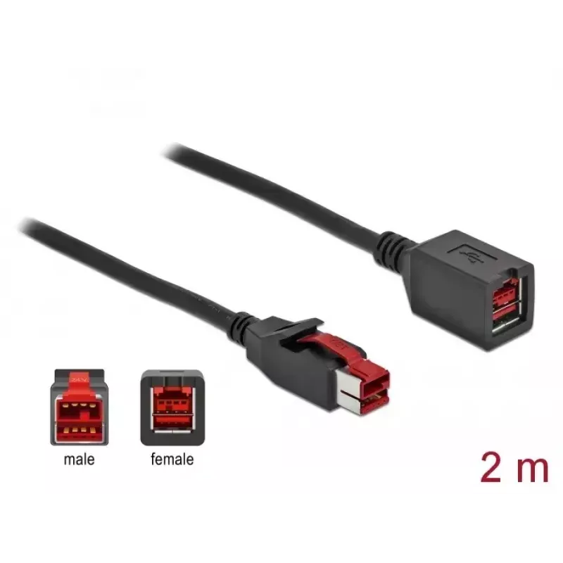 Aktives USB-Verlängerungskabel DeLOCK 85986 24 V 2 m Schwarz