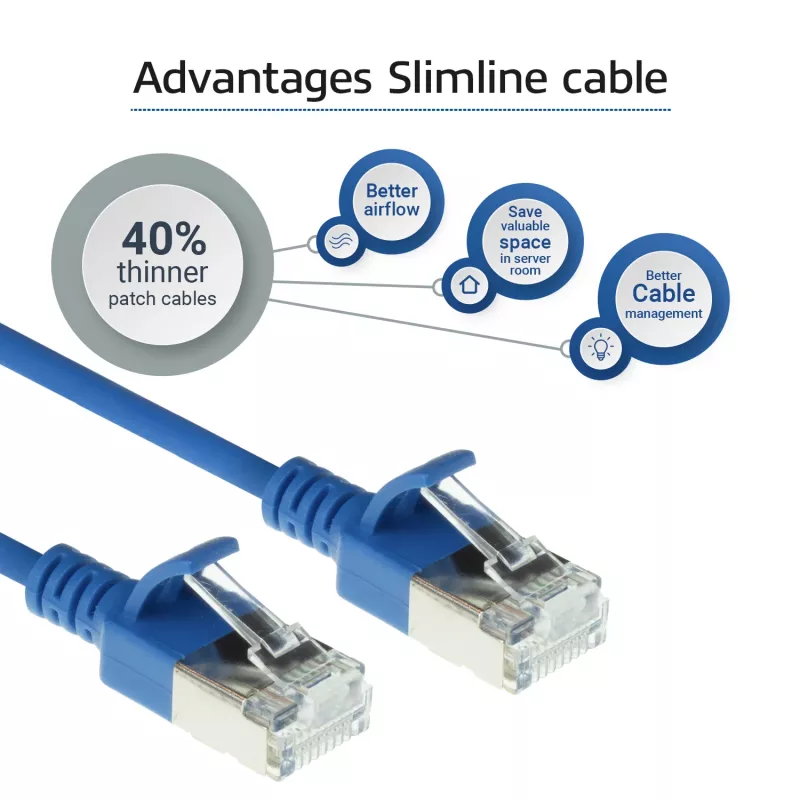 ACT Blau 0,25 Meter LSZH U/FTP CAT6A Rechenzentrums-Slimline-Patchkabel mit RJ45-Steckern