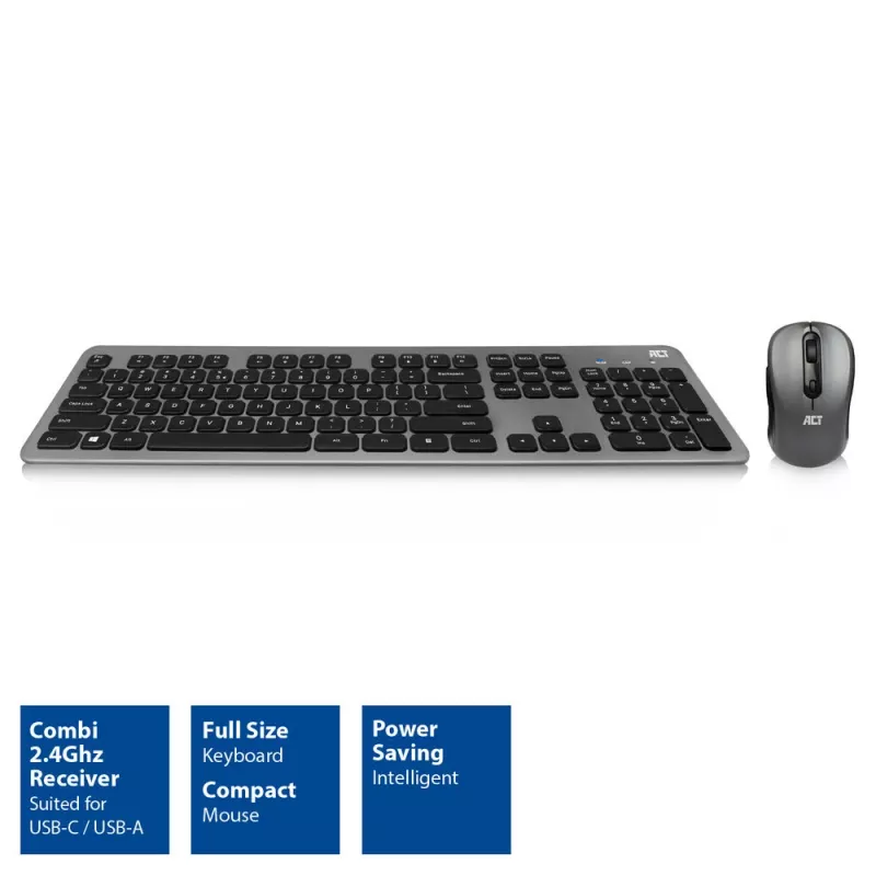 ACT AC5710 kabellose Tastatur, RF, QWERTY UK International, Schwarz