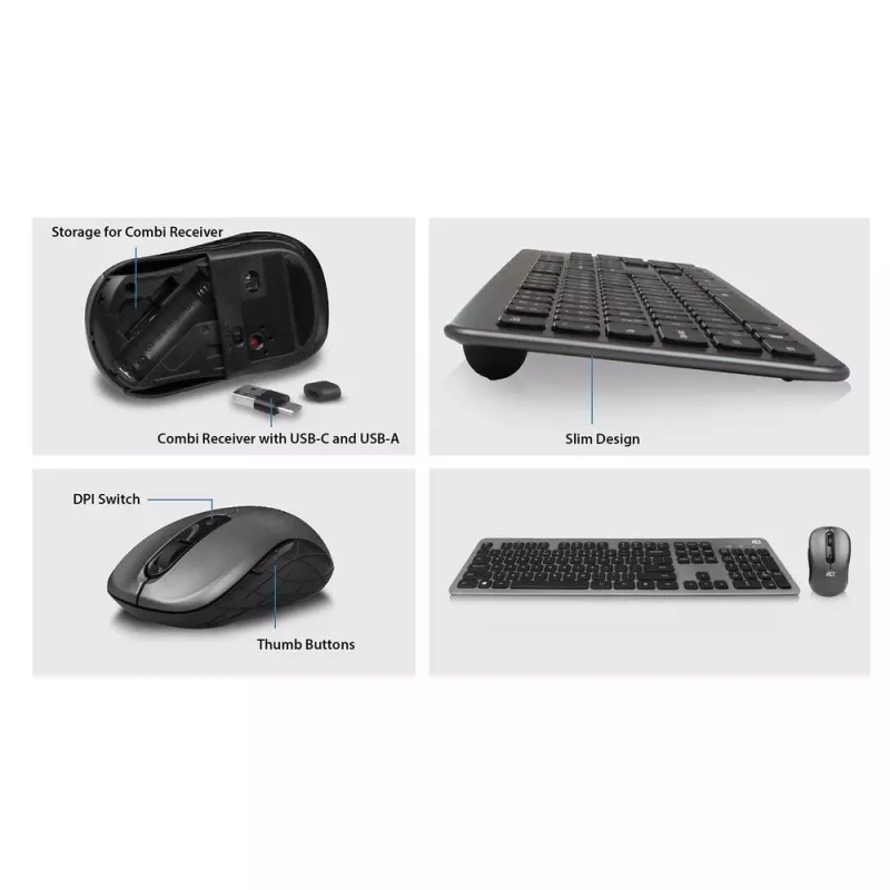 ACT AC5710 kabellose Tastatur, RF, QWERTY UK International, Schwarz
