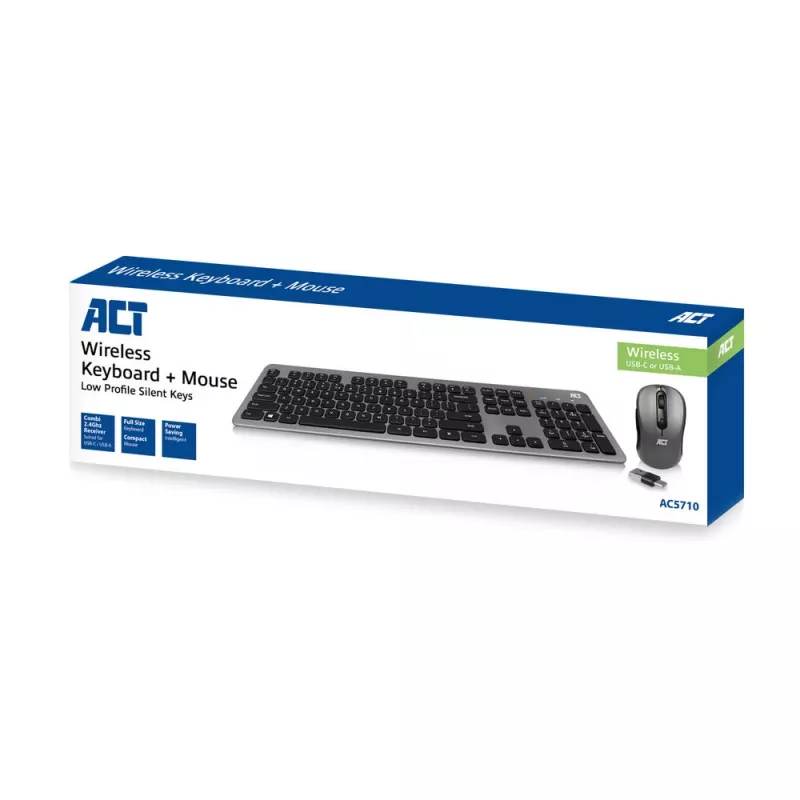 ACT AC5710 kabellose Tastatur, RF, QWERTY UK International, Schwarz