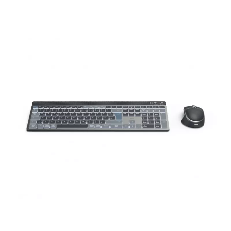 Hama WKM-750 Multi-Device-Tastatur-Maus-Set kabellos, LED, QWERTZ, Schwarz