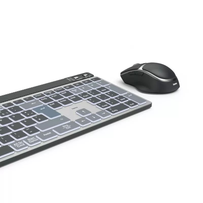 Hama WKM-750 Multi-Device-Tastatur-Maus-Set kabellos, LED, QWERTZ, Schwarz