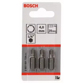Bosch 2607001724 Sechskant-Bit 4 mm, extra hart, C 6.3, 3 Stk