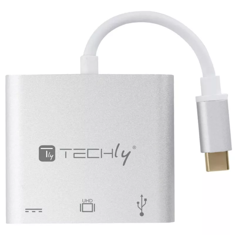 Techly IADAP USB31-HDMIPTY Laptop-Dock/Port-Replikator Kabelgebunden USB 3.2 Gen 1 (3.1 Gen 1) Type-C Silber