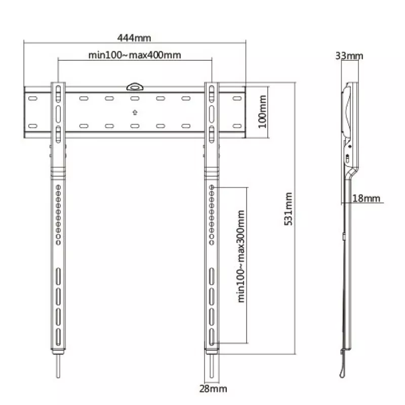 Techly ICA-PLB 734F TV-Wandhalterung/Ständer 165,1 cm (65 Zoll) Schwarz