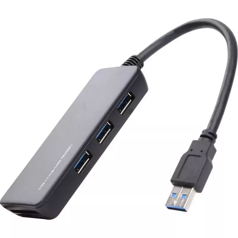 Renkforce 3-Port-USB-3.0-Hub mit integriertem SD-Kartenleser, schwarz
