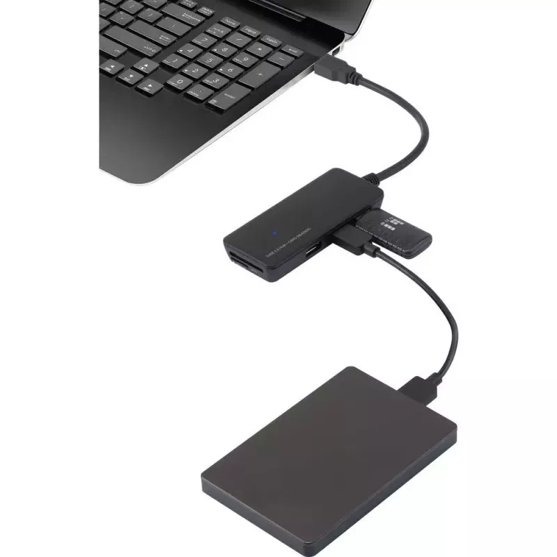 Renkforce 3-Port-USB-3.0-Hub mit integriertem SD-Kartenleser, schwarz