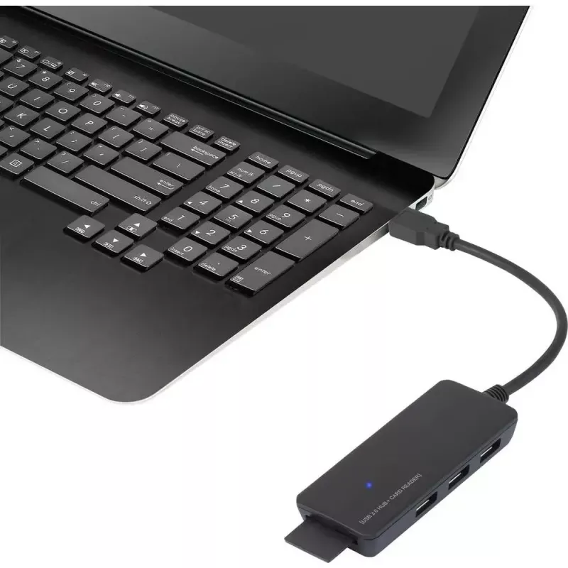 Renkforce 3-Port-USB-3.0-Hub mit integriertem SD-Kartenleser, schwarz