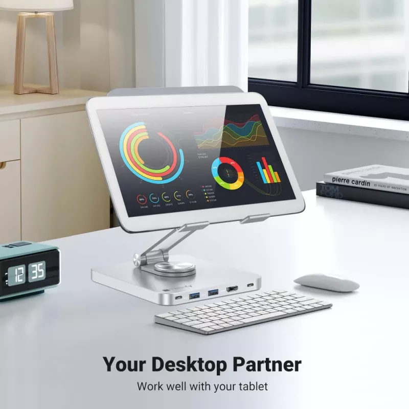Techly 8-in-1 USB-C Hub Docking Station Tablet-Ständer