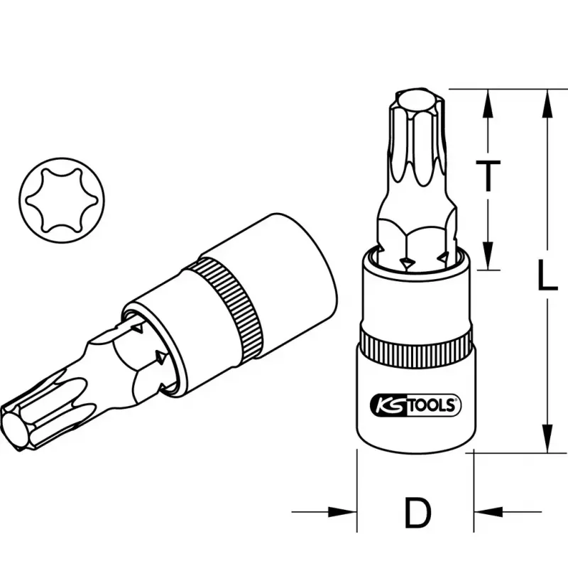 KS Tools 1/4 inch Bit-Stecknuss TX, T30 (911.1446)