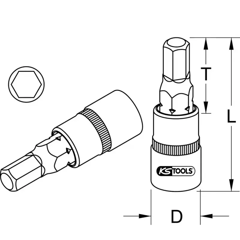 KS Tools 1/4 inch Bit-Stecknuss Innensechskant, 5 mm (911.1438)