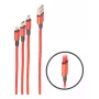 shiverpeaks BASIC-S 3-in-1 Ladekabel, USB-A auf Micro-B + USB-C + 8-Pin, Rot, 1,2 m