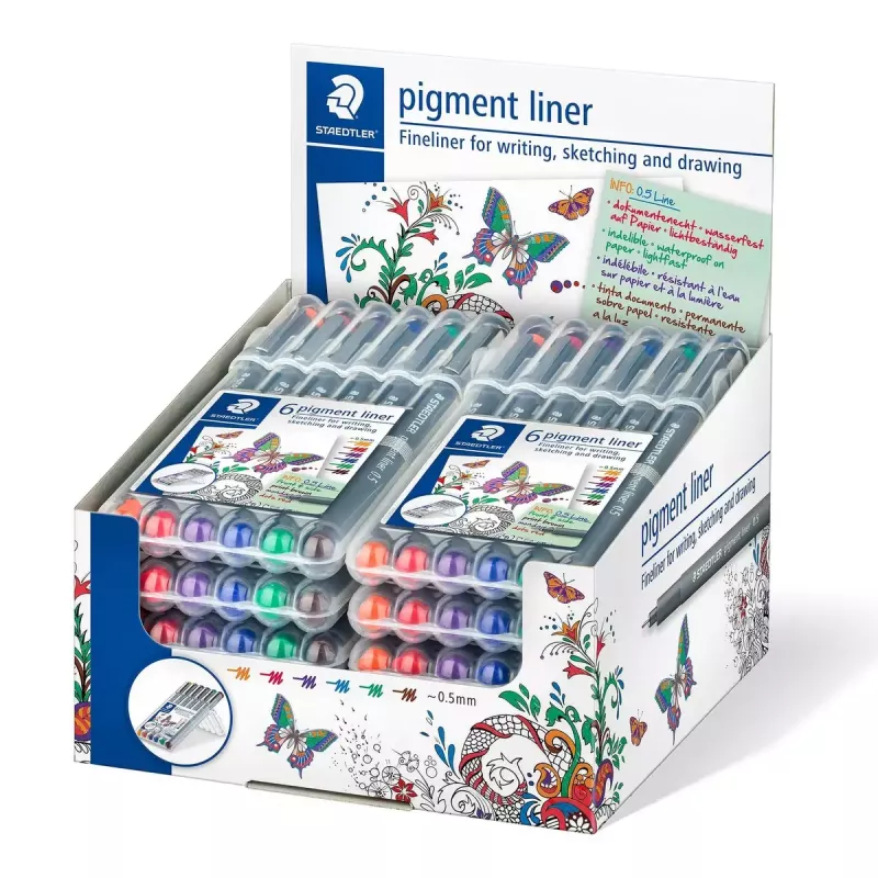 Staedtler Pigment Liner 308 Fineliner, 0,5 mm, 6er-Etui