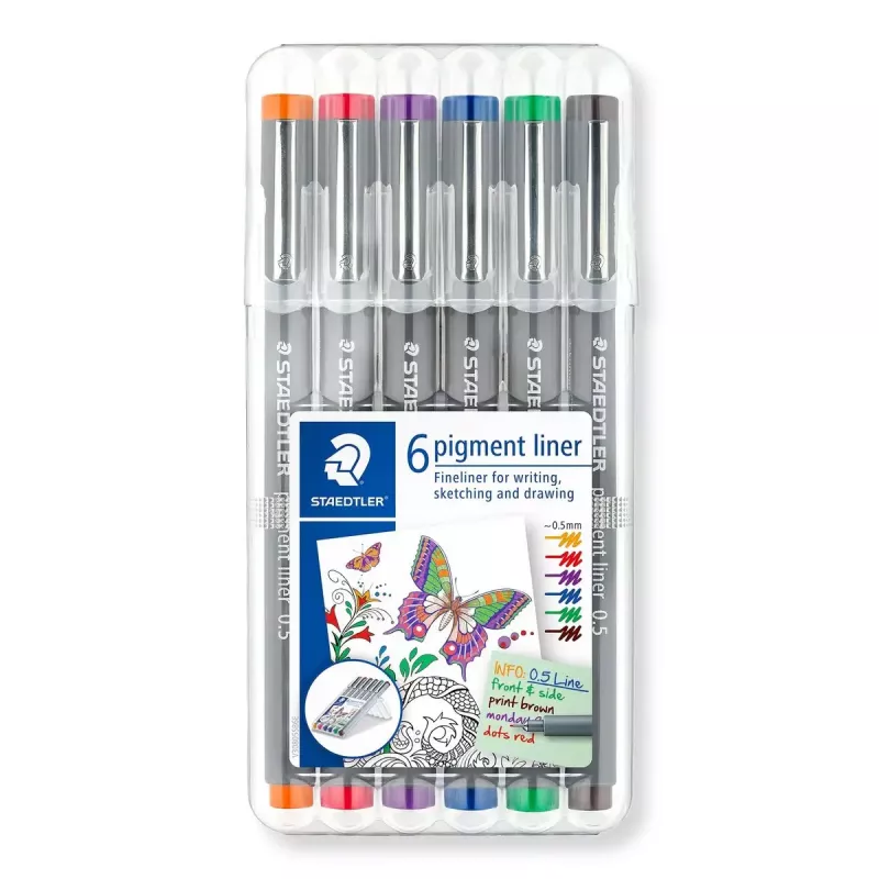 Staedtler Pigment Liner 308 Fineliner, 0,5 mm, 6er-Etui