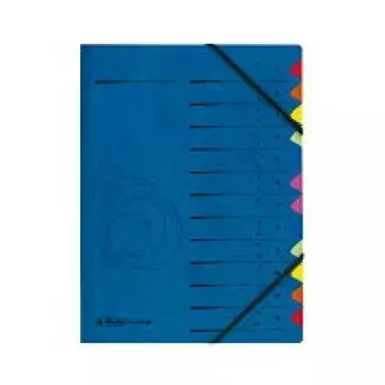 Herlitz 5001128 Sortierfächer A4, 12 Fächer, Blau, 2 Gummibänder