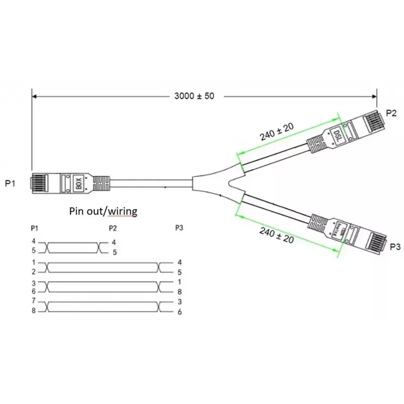 Goobay 95286 TAE-Adapterkabel, 2x RJ45 auf RJ45 (8P8C) / TAE-F, 3 m, Schwarz/Grau