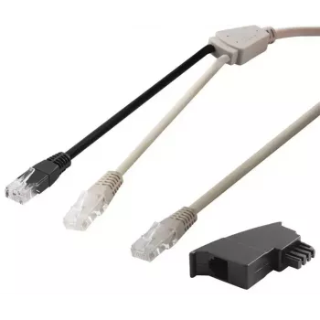 Goobay 95286 TAE-Adapterkabel, 2x RJ45 auf RJ45 (8P8C) / TAE-F, 3 m, Schwarz/Grau