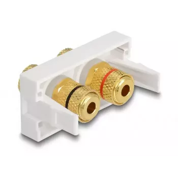 Delock Easy 45 Snap-in-Modul, 2 x Binding Post, roter/schwarzer Farbring, Weiß RAL 9003 (81397)