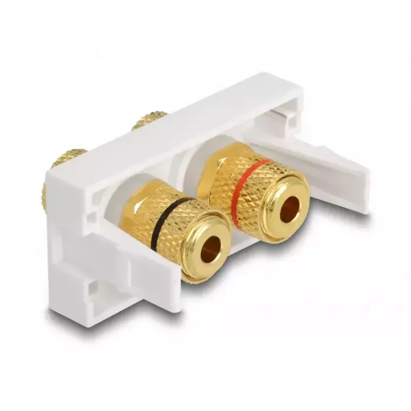 Delock Easy 45 Snap-in-Modul, 2 x Binding Post, roter/schwarzer Farbring, Weiß RAL 9003 (81397)